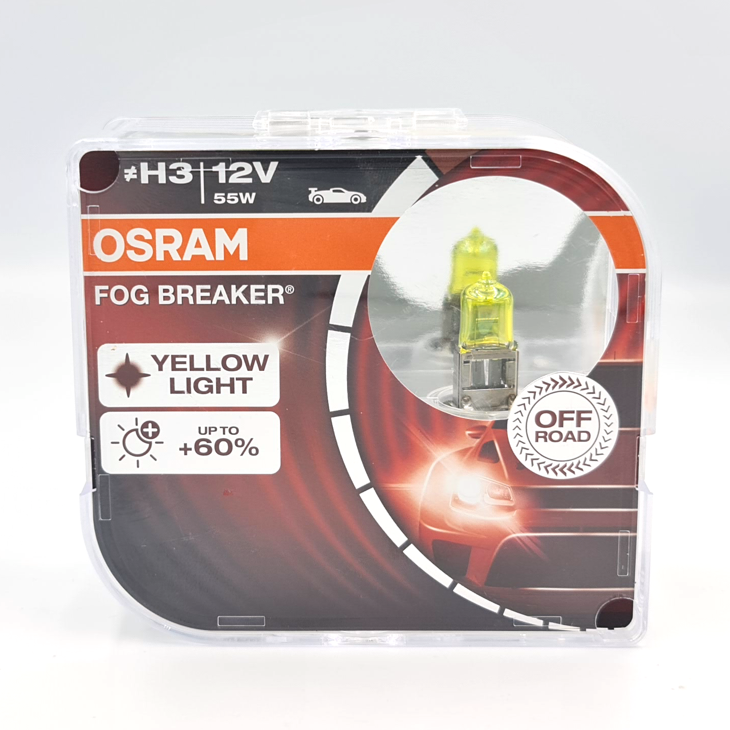 Комплект ламп H3 OSRAM FOG BREAKER +60% 12V 55W 2600К