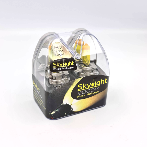 Комплект ламп галогенных Skylight H7 12V 100W P/Y, желтое напыление.