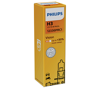 Автолампа галогенная H3 55W Philips Vision +30% яркости
