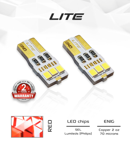 Лампа светодиодная Waymark LITE W5W (T10), Красный