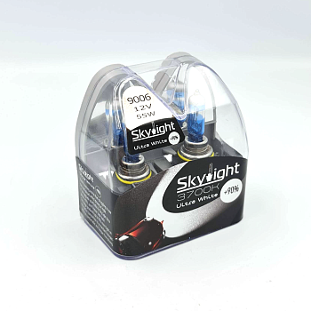 Комплект ламп галогенных Skylight 9006 12V 55W +90% света, 4000К