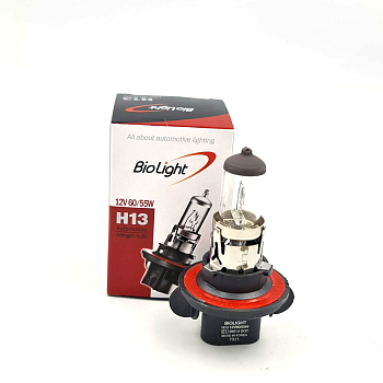 Лампа галогенная Biolight H13 12V 60/55W, прозрачное стекло