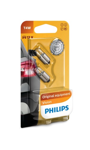 Комплект ламп Philips T4W, 2 шт. блистер.