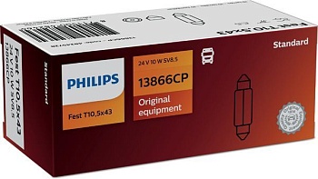 13866CP, Лампа Philips C10W / T11, 43mm, 24V