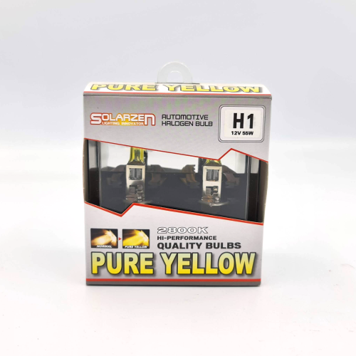 Комплект ламп галогенных Solarzen H1 12V 55W P/Y, желтое напыление, 2800K