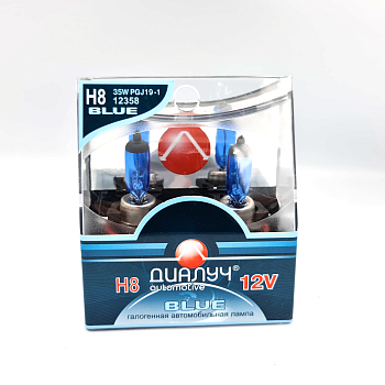 Комплект ламп H8 12V 35W ДиаЛуч, синее стекло.