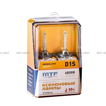 Ксеноновые лампы MTF Light D1S, ABSOLUTE VISION +50%, 3800lm, 4800K
