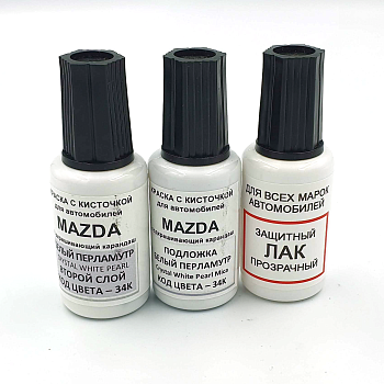 34K-MAZ, Краска карандаш Mazda 34K для подкраски сколов 20мл*2 + лак