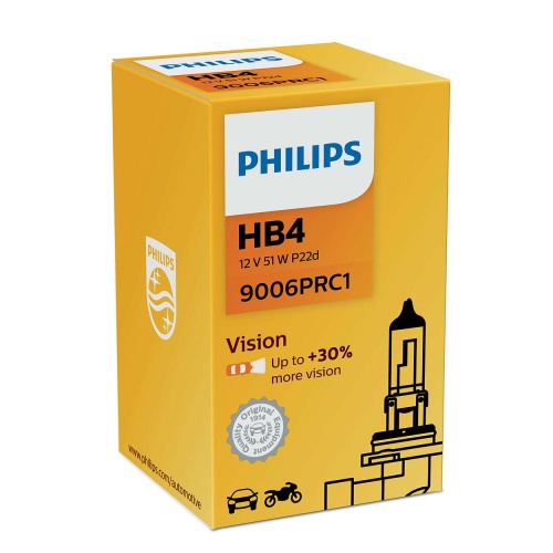 Автолампа 9006 (HB4) 55W Philips Vision +30% яркости